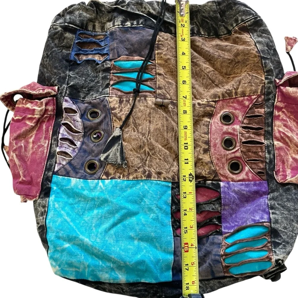 Vintage Napalese cotton patchwork stone washed hippie bohemian backpack